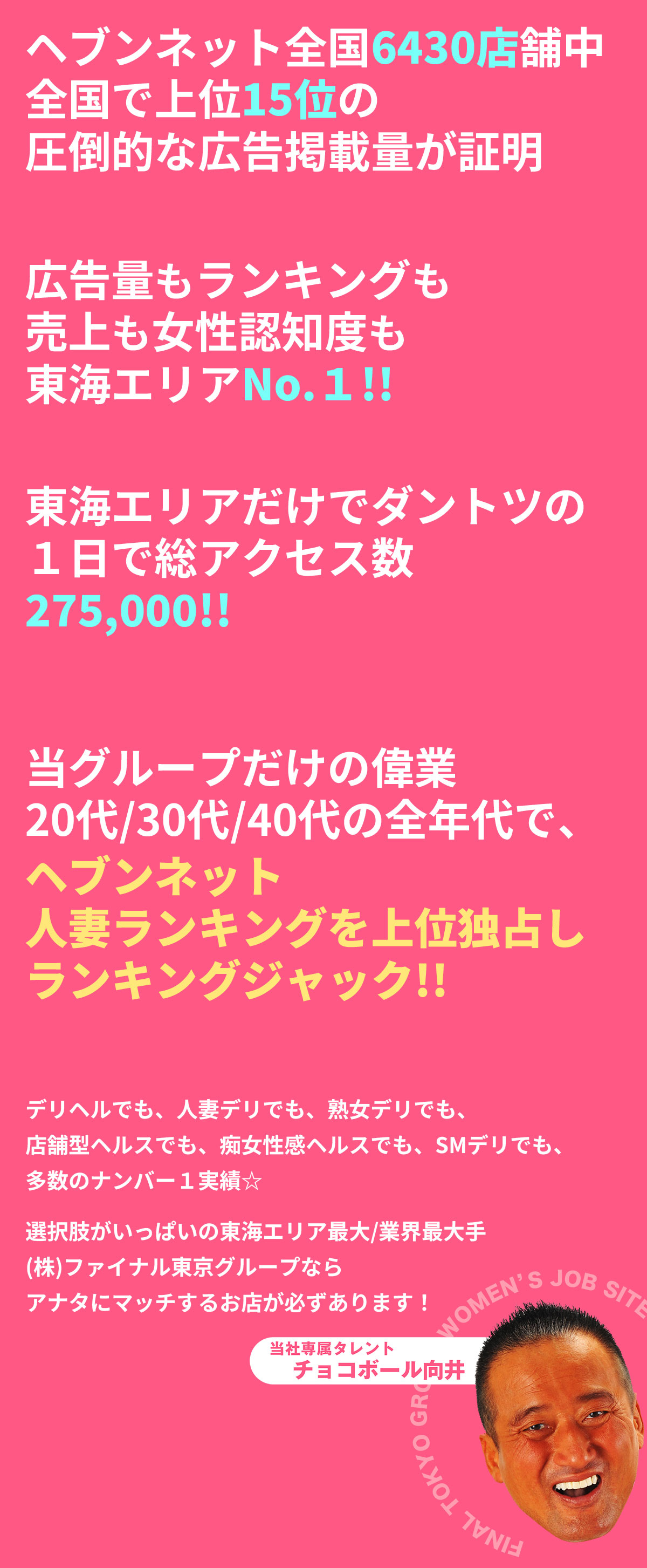 (株)ファイナル東京グループだけの偉業 20代30代40代～の全年代でヘブンネット人妻ランキングを上位独占